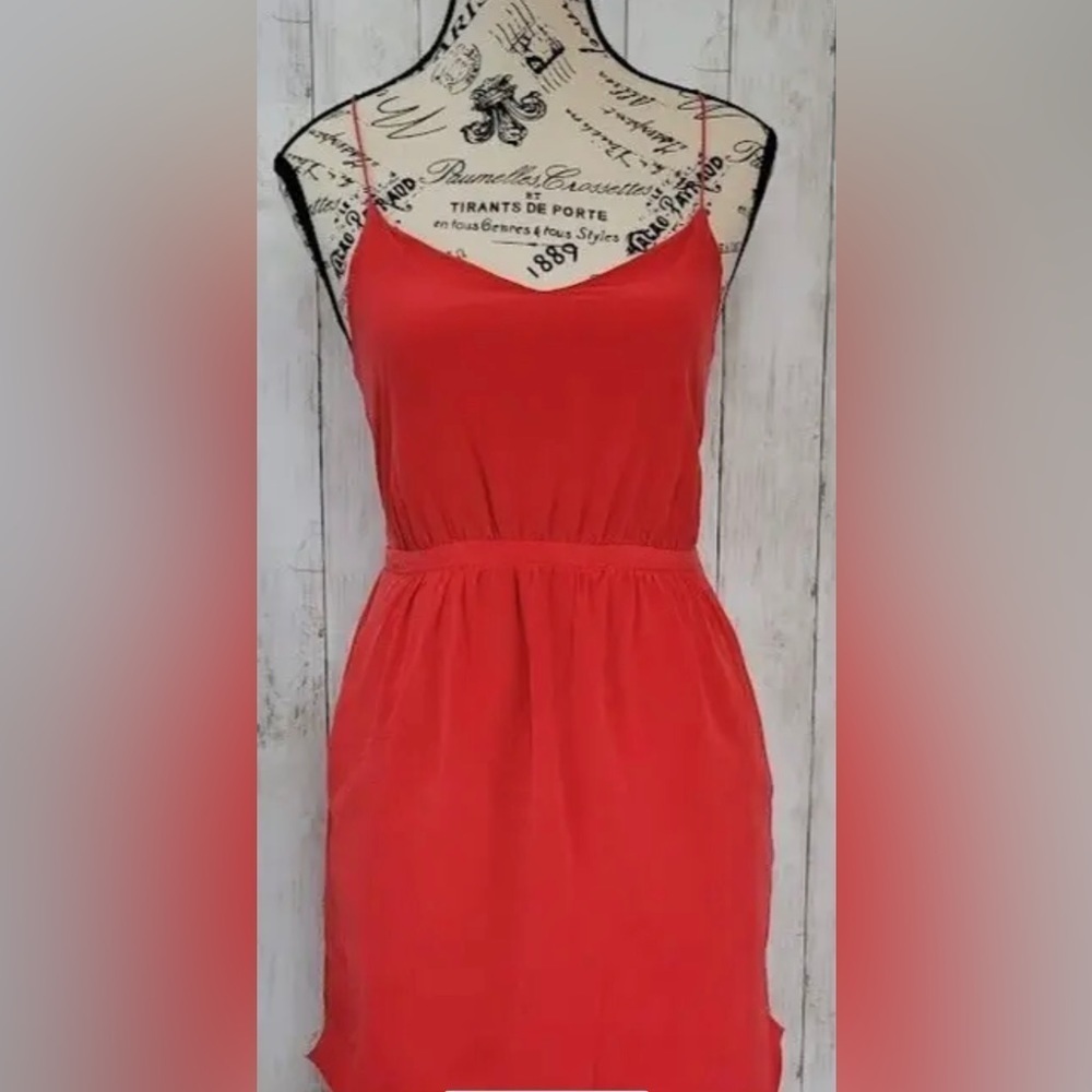 Madewell Dress Women’s Sz 00 Coral Tank Sleeveless Racerback 100% Silk